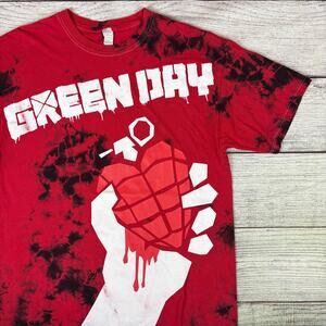 Y2k Green Day Grenade Red & Black Tie Dye T-shirt